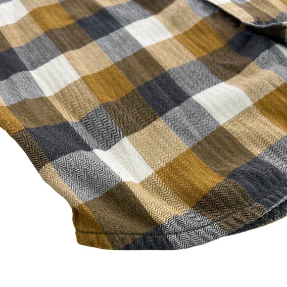 Vans Mens M Gold, Blue & White Button Down Flannel Shirt VANS Mens Button Up 626 - Picture 10 of 11